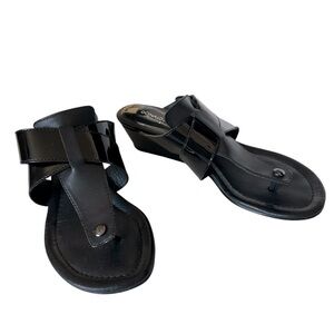 DONALD J PLINER DITO TOE POST MIXED MATERIAL WEDGE SANDALS SIZE 7.5